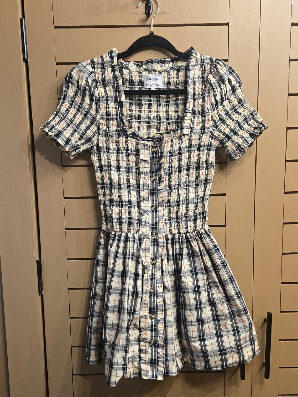 Damson Madder Mansi Short-Sleeve Smocked Mini Dress EU Size 6/ US Size 2 - Picture 6 of 10